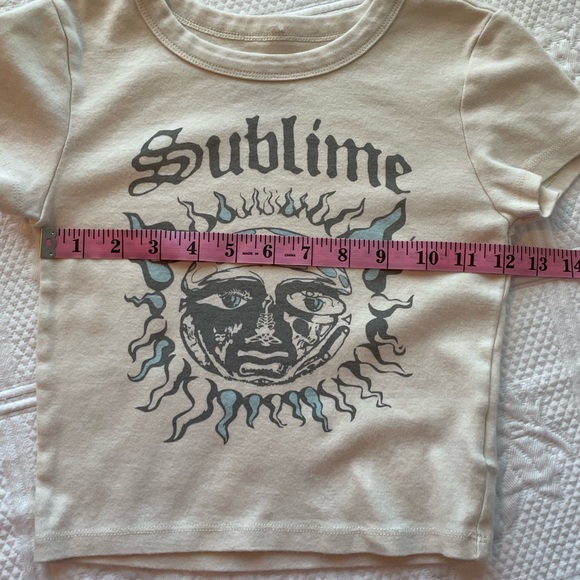 AE Sublime Baby Fitted Short Sleeve Tee Cream Blue Black Small Band Tee - Picture 7 of 8